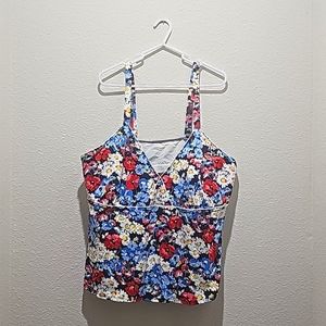 Lands End 26W Floral Tankini swim top